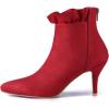 imageAllegra K Womens Pointed Toe Stiletto Heel Ruffle Ankle BootsRed