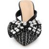 imageAllegra K Womens Pointed Toe Tweed Rhinestone Bow Stiletto Heels MulesBlack