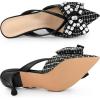 imageAllegra K Womens Pointed Toe Tweed Rhinestone Bow Stiletto Heels MulesBlack
