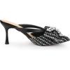 imageAllegra K Womens Pointed Toe Tweed Rhinestone Bow Stiletto Heels MulesBlack