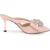 imageAllegra K Womens Pointed Toe Tweed Rhinestone Bow Stiletto Heels MulesPink