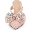 imageAllegra K Womens Pointed Toe Tweed Rhinestone Bow Stiletto Heels MulesPink