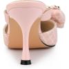 imageAllegra K Womens Pointed Toe Tweed Rhinestone Bow Stiletto Heels MulesPink