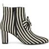 imageAllegra K Womens Pointed Toe Zip Striped Chunky Heels Ankle BootsBlack