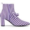 imageAllegra K Womens Pointed Toe Zip Striped Chunky Heels Ankle BootsPurple