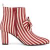 imageAllegra K Womens Pointed Toe Zip Striped Chunky Heels Ankle BootsRed