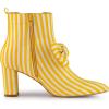 imageAllegra K Womens Pointed Toe Zip Striped Chunky Heels Ankle BootsYellow
