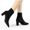 imageAllegra K Womens Pointed Toe Zipper Chunky Heels Ankle BootsBlack