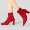 imageAllegra K Womens Pointed Toe Zipper Chunky Heels Ankle BootsRed