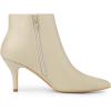imageAllegra K Womens Pointed Toe Zipper Stiletto Heel Ankle BootsBeige