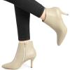 imageAllegra K Womens Pointed Toe Zipper Stiletto Heel Ankle BootsBeige