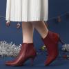 imageAllegra K Womens Pointed Toe Zipper Stiletto Heel Ankle BootsBurgundy