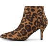 imageAllegra K Womens Pointed Toe Zipper Stiletto Heel Ankle BootsLeopard