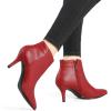 imageAllegra K Womens Pointed Toe Zipper Stiletto Heel Ankle BootsRed