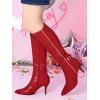 imageAllegra K Womens Pointy Toe Buckle Stiletto Heel Knee High BootsRed