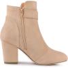 imageAllegra K Womens Round Toe Block Heel Nude Ankle Booties 10 M US