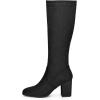 imageAllegra K Womens Side Zipper Chunky Heel Knee High BootsBlack