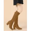 imageAllegra K Womens Side Zipper Chunky Heel Knee High BootsBrown
