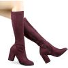 imageAllegra K Womens Side Zipper Chunky Heel Knee High BootsBurgundy