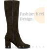 imageAllegra K Womens Side Zipper Chunky Heel Knee High BootsDark Coffee