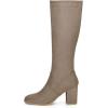 imageAllegra K Womens Side Zipper Chunky Heel Knee High BootsTaupe