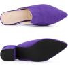 imageAllegra K Womens Slip on Pointed Toe Chunky Heels Slide MulesPurple