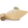 imageAllegra K Womens Stripe Bow Pointed Toe Block Heel Slides MulesBeige