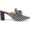 imageAllegra K Womens Stripe Bow Pointed Toe Block Heel Slides MulesBlue