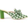 imageAllegra K Womens Stripe Bow Pointed Toe Block Heel Slides MulesGreen