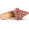 imageAllegra K Womens Stripe Bow Pointed Toe Block Heel Slides MulesRed
