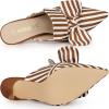 imageAllegra K Womens Stripe Bow Slip on Stiletto Heel Slides MulesDark Brown