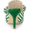 imageAllegra K Womens Stripe Bow Slip on Stiletto Heel Slides MulesGreen