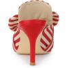imageAllegra K Womens Stripe Bow Slip on Stiletto Heel Slides MulesRed