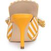 imageAllegra K Womens Stripe Bow Slip on Stiletto Heel Slides MulesYellow