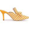 imageAllegra K Womens Stripe Bow Slip on Stiletto Heel Slides MulesYellow