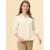 imageAllegra K Womens V Neck 34 Sleeves Collared Work Office Top BlouseBeige
