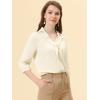 imageAllegra K Womens V Neck 34 Sleeves Collared Work Office Top BlouseBeige
