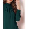 imageAllegra K Work Blouses for Women Stand Collar Long Sleeve Ruched Dressy Business Casual Work ShirtDark Green