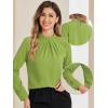 imageAllegra K Work Blouses for Women Stand Collar Long Sleeve Ruched Dressy Business Casual Work ShirtGreen