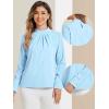 imageAllegra K Work Blouses for Women Stand Collar Long Sleeve Ruched Dressy Business Casual Work ShirtLight Blue