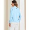 imageAllegra K Work Blouses for Women Stand Collar Long Sleeve Ruched Dressy Business Casual Work ShirtLight Blue