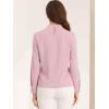 imageAllegra K Work Blouses for Women Stand Collar Long Sleeve Ruched Dressy Business Casual Work ShirtPink