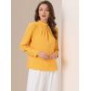 imageAllegra K Work Blouses for Women Stand Collar Long Sleeve Ruched Dressy Business Casual Work ShirtYellow