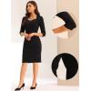 imageAllegra K Work Office Dress for Womens 34 Sleeve Belted Sweetheart Neck Sheath DressBlack