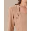 imageAllegra K Work Office Dress for Womens 34 Sleeve Belted Sweetheart Neck Sheath DressDark Apricot