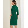 imageAllegra K Work Office Dress for Womens 34 Sleeve Belted Sweetheart Neck Sheath DressDark Green