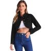 imageAllegra K Denim Jacket for Womens 2025 Casual Collared Long Sleeve Crop Jean JacketsBlack