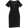 imageAllegra K Elegant Dress for Womens Short Sleeve Square Neck Button Business Work Casual Sheath DressesBlack