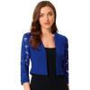 imageAllegra K Lace Shrug for Women 34 Sleeve Open Front Work Office Cropped Sheer Cardigan Formal Bolero JacketsRoyal Blue