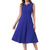 imageAllegra K Notch V Neck Dresses for Womens Elegant Work Office ALine Dress with PocketsRoyal Blue